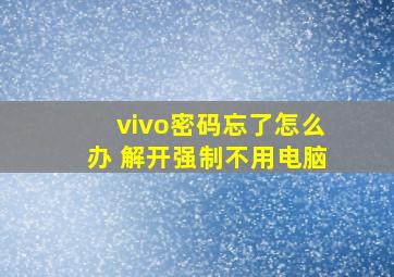 vivo密码忘了怎么办 解开强制不用电脑